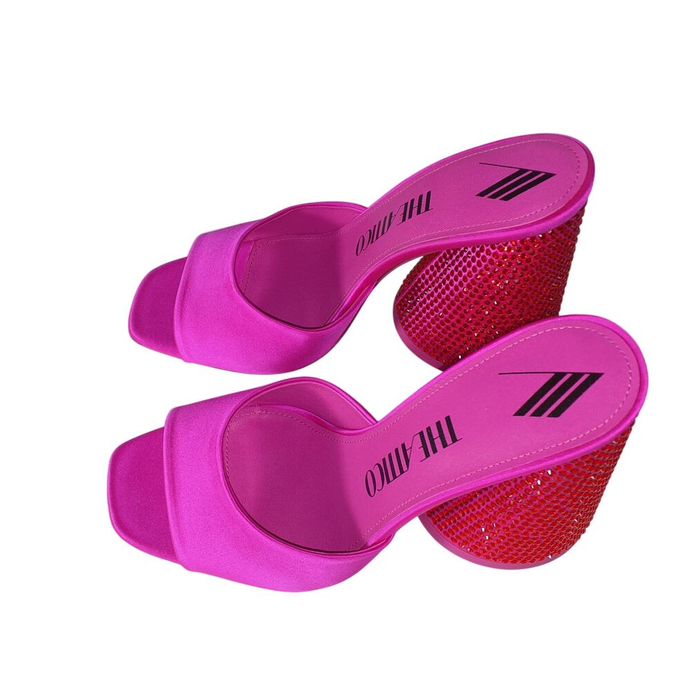 The Attico Crystal Embellished Fuchsia Luz Mules Size 8 - Picture 3 of 6